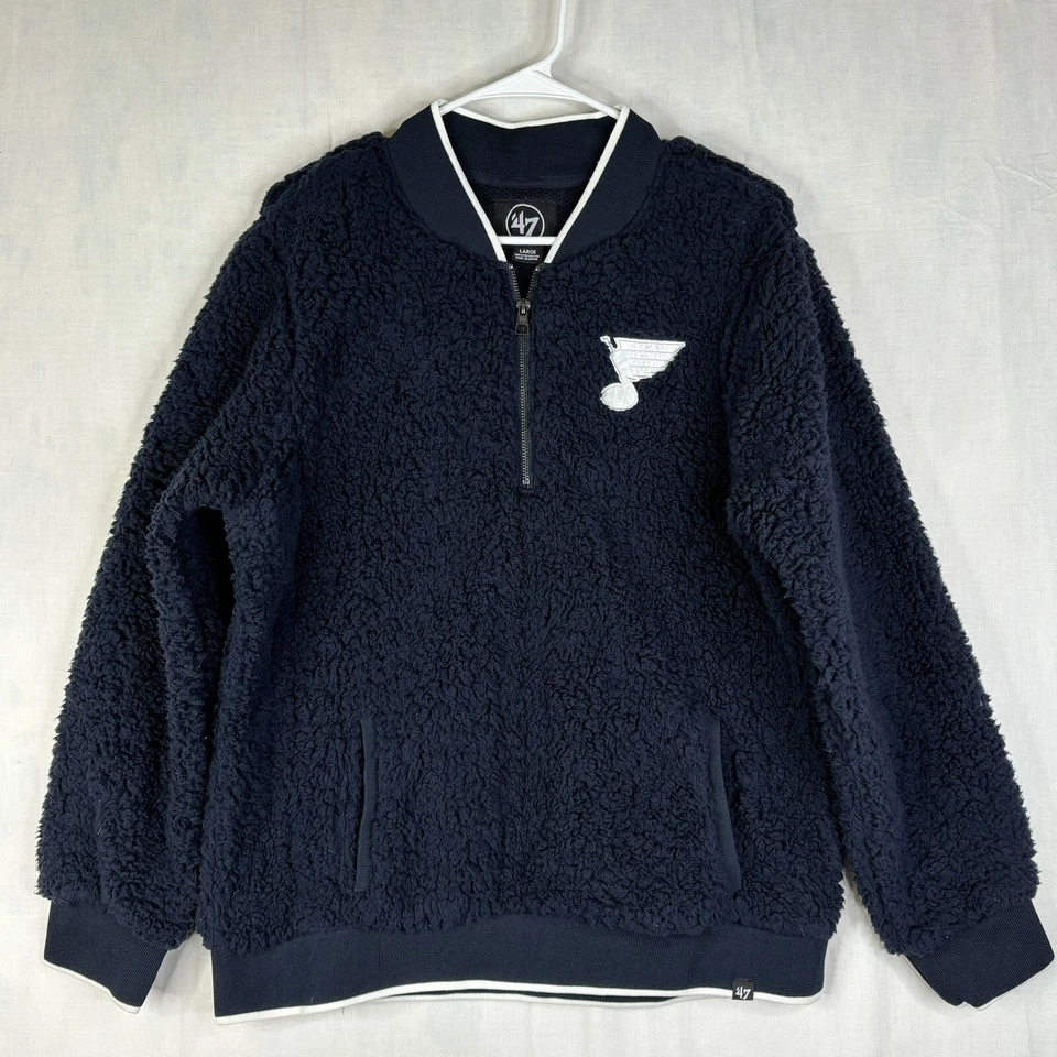 St Louis BLUES Fleece Women Large 1/4 Zip Long Sleeve High Pile NHL Pullover ‘47 - Image 4 of 4