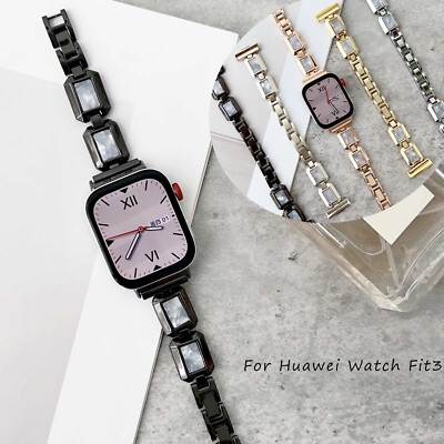 Resin Alloy Metal Link Bracelet Strap for Huawei Watch Fit 3 Fit 2 Wrist Bands