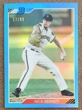 Nick Bennett 2020 Bowman Heritage Chrome Blue Refractor #92CP-NJ /99 Brewers 🍺⚾