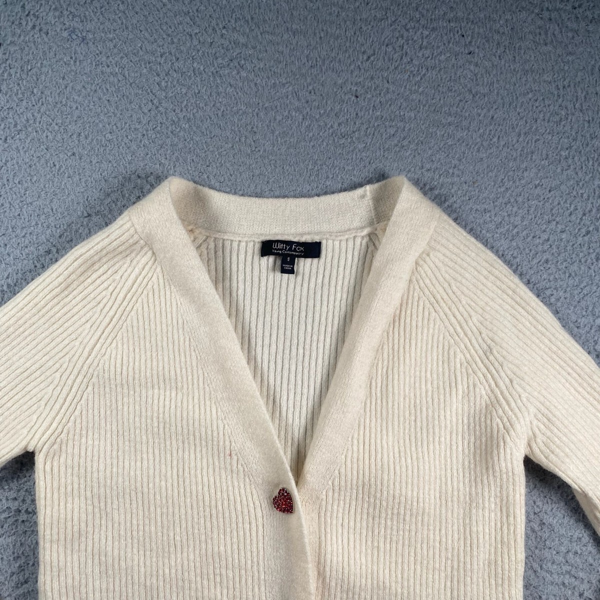 Witty Fox Sweater Women's Small Cozy Button Up Long Sleeve