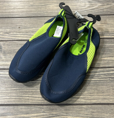Wave Zone Boys Navy & Lime Green Water Shoes NWT Size 12
