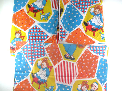 Vintage Raggedy Ann & Andy Twin Youth 3 Pc Sheet Set Patchwork Bobbs Merrill