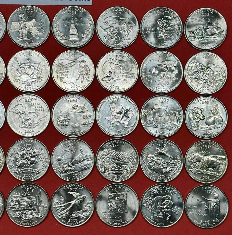 Complete State Quarters Set of 50 BRILLIANT UNCIRCULATED Coins ~Mixture P&D Mint - Image 3 of 4