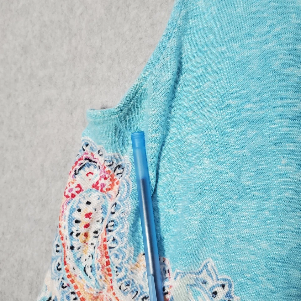 J JIll женщин Топ PS синий любовь льняной без рукавов бак пейсли графический повседневный - Изображение 3 из 4