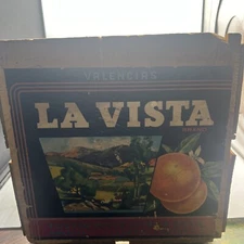 Vintage La Vista Valencias Oranges Wooden Crate W/ Label Tustin CA Divided
