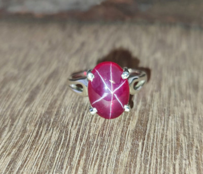 Beautiful Handmade Red Star Ruby Gemstone Ring 925 Silver Ruby Jewelry For Women