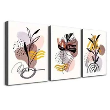 3pcs Rose Golden Marble Watercolor Wall Art Canvas Framed 50x70cm