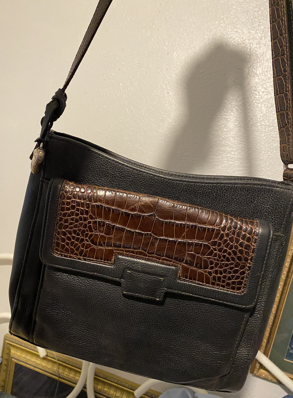 PONY BRIGHTON Vintage Borsa Organizer Portafoglio a discesa Hobo Borsa a tracolla