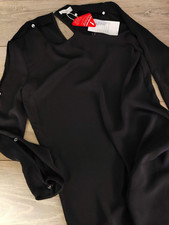 Werehouse Diamente Button Sleeve Shift Dress Knee Length UK 10 EUR 38  BLACK