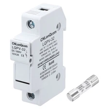 Solar Fuse Holder with 1 Fuse Core, DC 1000V 30A Single Pole 10 x 38mm