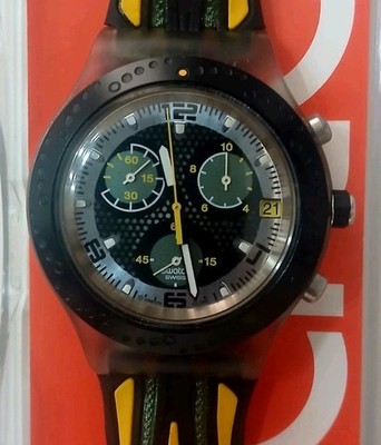  Swatch Irony Diaphane Chrono Vintage Yellow Second SVCM4004 Swiss 07 Uhr