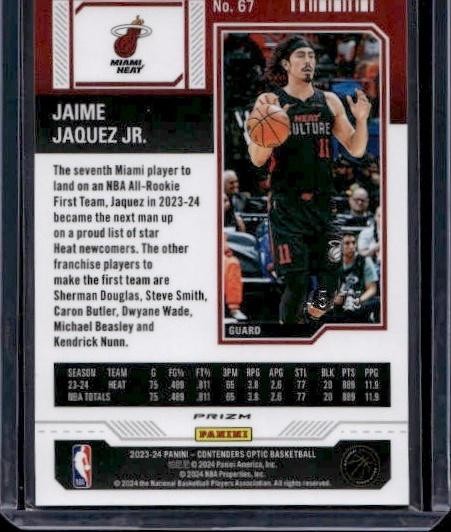 2023-24 Panini Contenders Optic #67 Jaime Jaquez Jr. Pink #/75