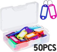 Plastic Key Labels with Clear Window Films, 10 Color Key Rings Luggage ID Tags