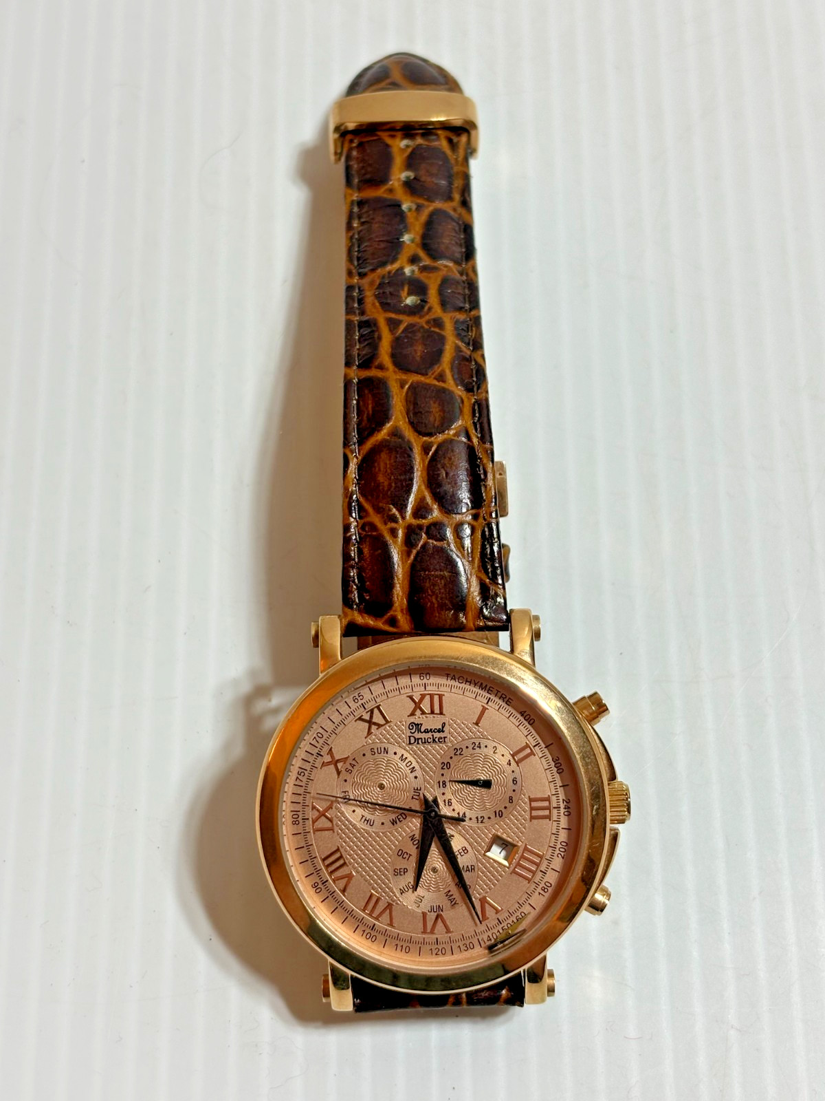 Marcel Drucker Tortoiseshell Leather Wristwatch W… - image 2