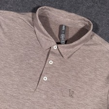 Vuori Knit Twill Polo Shirt Mens Medium Performance Stretch Heather Brown V1004