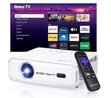 Smart Projector with Wifi and Bluetooth, Roku Streaming Experience Built-in, 10