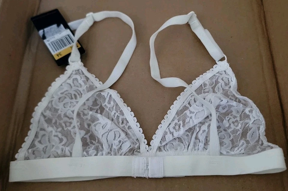 MATERIAL NIÑA Sujetador de día sin almohadillas de encaje blanco Talla 34 Foto 2 de 4