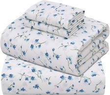 Cooling  Crisp 100 Cotton Percale Queen Sheet Set   Breathable, Deep Pockets