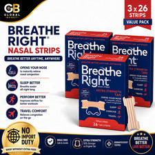 78 BREATHE RIGHT NASAL STRIPS, EXTRA STRENGTH TAN  3 x 26 CT Boxes  EXP 2028