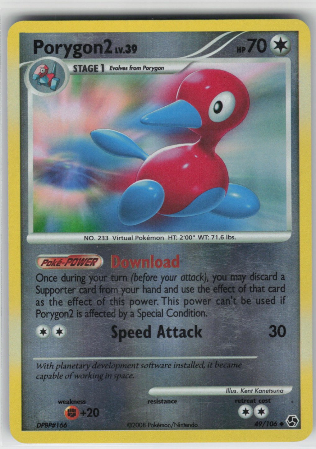 Pokemon TCG Porygon2 49/106 Great Encounters Uncommon card Reverse Holo LP