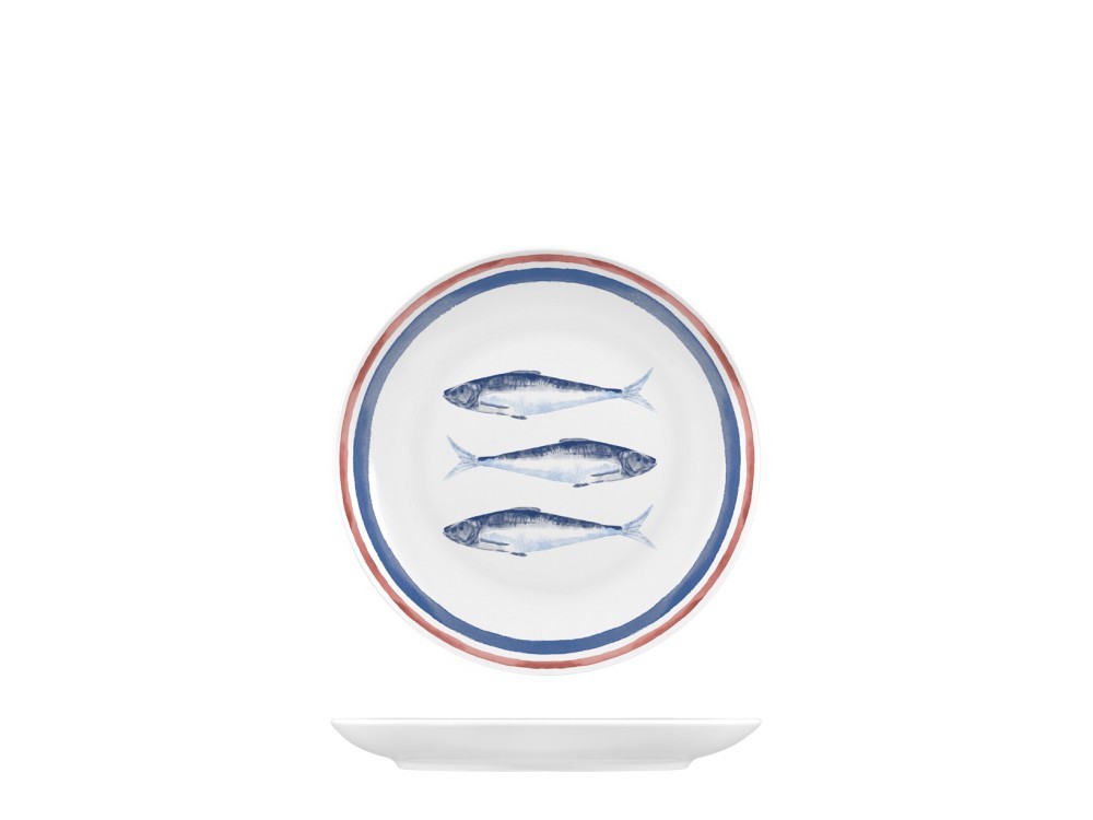 6 Nautica Fruit Plates In Decorated Porcelain 20 Cm.