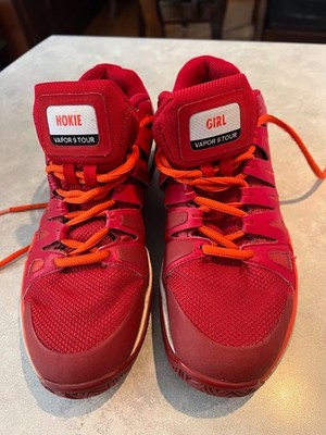 Nike ID Hokie Girl Red and Orange Nike Vapor 9 Tour Sneakers Sz 8
