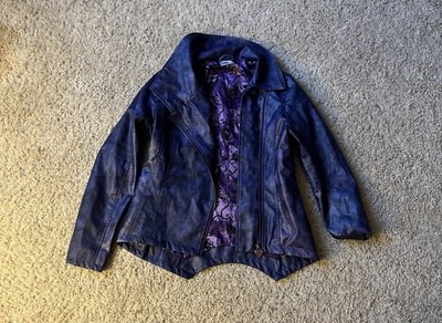 Disney Descendants Mal Moto Purple  Jacket Size 150 11/12 Girls Faux Leather 