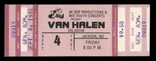 VAN HALEN 1981 UNUSED CONCERT TICKET JACKSON MISSISSIPPI EDDIE DAVID LEE ROTH 🎸