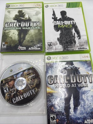 CALL OF DUTY 3/WORLD AT WAR/MODERN WARFARE 1 & 3 XBOX 360 Bundle Tested Lot Of 4