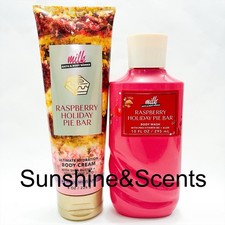 2-SET Bath Body Works RASPBERRY HOLIDAY PIE BAR Ult Hy Body Cream Shower Gel