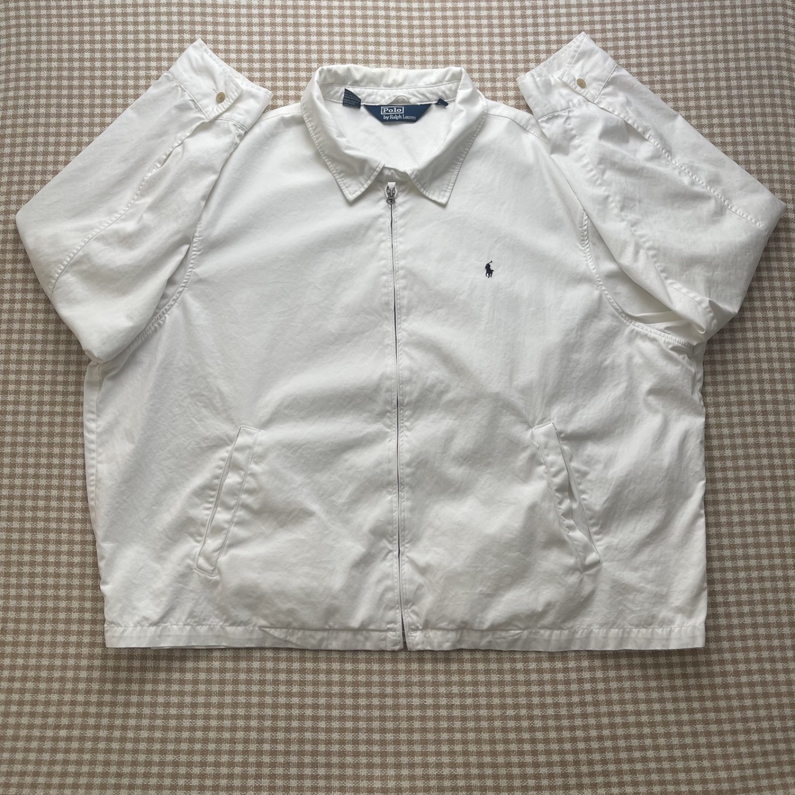 Vintage Polo Ralph Lauren Harrington Jacket Mens 4XB Big Tall White Full Zip