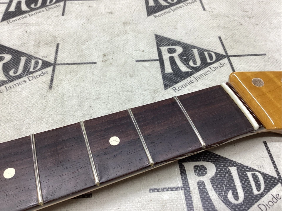 Musikraft USA Strat Electric Guitar Neck Gloss Flame Maple Dark Rose Wood - Image 3 of 4