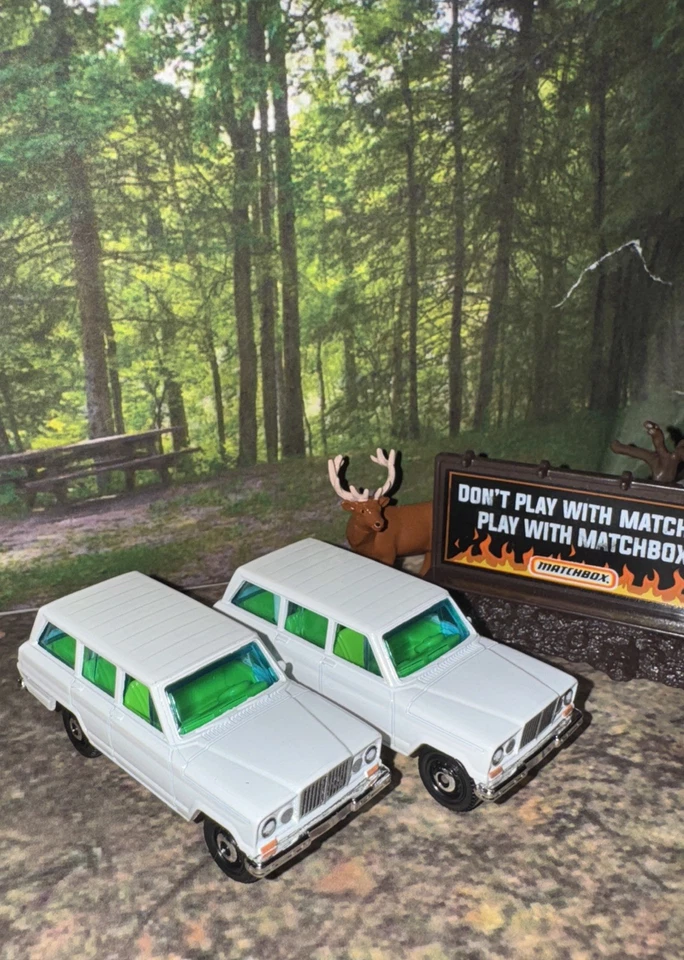 Lot Of 2 Matchbox 1964 Jeep Wagoneer Trailer Hitch New LFFP Diecast 1:64 White - Image 4 of 4