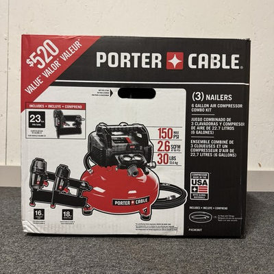 #ad PORTER CABLE 6 Gal. Electric Air Compressor 3 Piece Nailer 16 18 23 Gauge $284.95