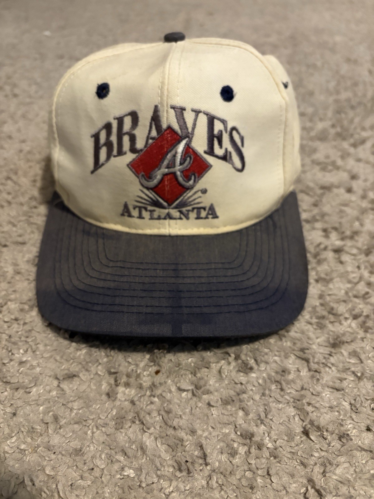 Vintage 90s Atlanta Braves MLB Baseball Snapback Cap Hat Eds West