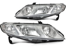 Headlamp For Honda Civic Sedan 2006-2011 Chrome Housing Headlights Assembly Pair