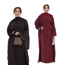 Open Kaftan Abaya Muslim Women Long Dress Maxi Robe Cardigan Kimono Ramadan Sets