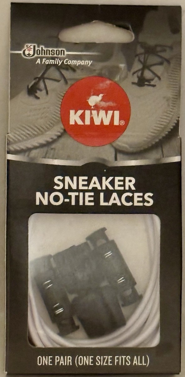 KIWI - Sneaker No-Tie Shoe Laces, White, One Size Fits All (1 Pair
