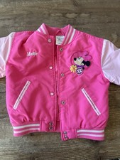 Disney Girls Minnie Mouse Bomber Jacket Pink Size 4 Rhinestone Buttons  Mattie  