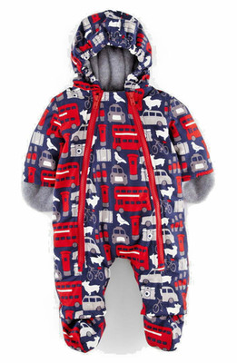 BABY BODEN SCHNEEANZUG 0-3m NEU All In One + Booties & Fäustlinge NEU MIT ETIKETT BUSES kuschelig