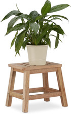 Sgabello in Legno, Poggiapiedi Naturale, Colonna Portavasi, Tavolino Basso, HLP: