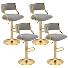 Swivel Bar Stool Set of 4 with Barrel Back & Footrest Metal Base for Home Bar