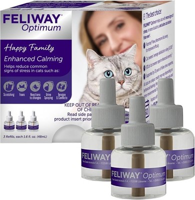 FELIWAY NEW Optimum Cat Enhanced Calming Pheromone 3×30 Days Refill Cat 48ml Set