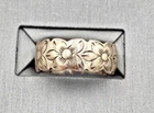 Vintage Sterling Silver 925 Floral Band Ring Size 8 Daisy Flower Wide Band
