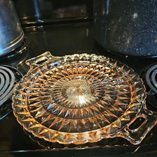 PINK Depression Glass Jeanette Windsor Handled Cake Plate Platter