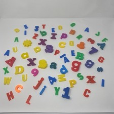 Vintage Alphabet Letters Numbers Shapes Refrigerator Fridge Magnets Lot Of 60 