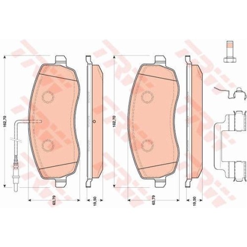 Plaquettes TRW GDB1820 avec réduction de bruit pour Fiat Ducato