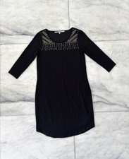 Rachel Roy Dress Black Embellished 3/4 Sleeve Knit Womens Small Club Party