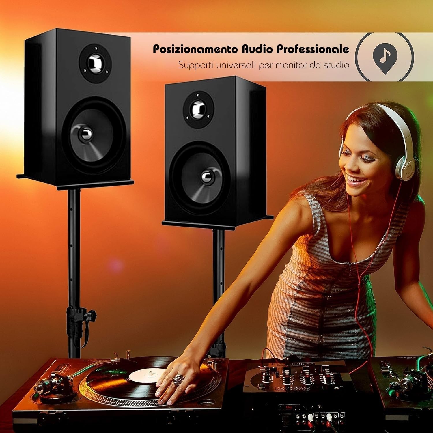 Stand Diffusori Regolabili | Stativi Casse Altezza 132 cm Professionale - 3