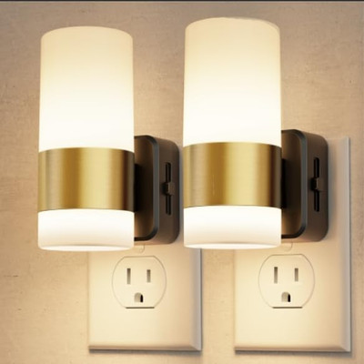 Dimmable Night Light 2 Pack, Dusk to Dawn Sensor, Support 0-100 Lumen Brightness